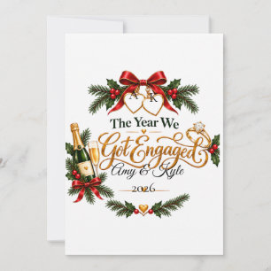 The Year We Got Engaged Christmas with Names and Y Invitation