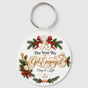 The Year We Got Engaged Christmas with Names and Y Key Ring