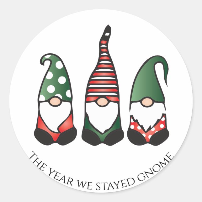 The Year We Stayed Gnome Christmas 2020 Classic Round Sticker (Front)
