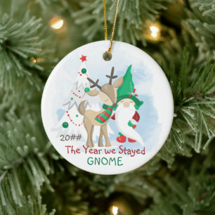 The Year We Stayed Home Gnome Christmas Ceramic Tree Decoration