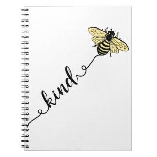 The yellow bee  'bee kind' Graphic design Notebook