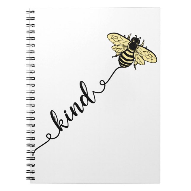 The yellow bee  'bee kind' Graphic design Notebook (Front)