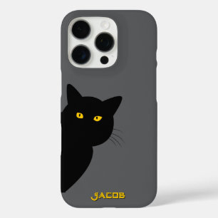 The yellow eyes black cat greeting you custom iPhone 16 pro case