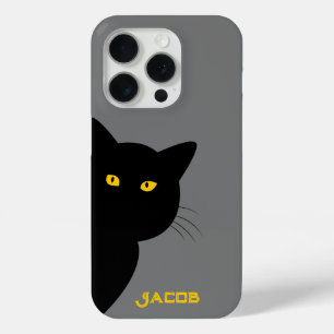 The yellow eyes black cat greeting you custom iPhone 15 pro case