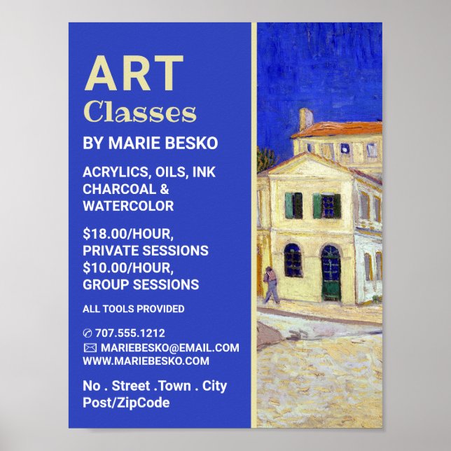 The Yellow House By Vincent Van Gogh, Art Classes Poster (Front)