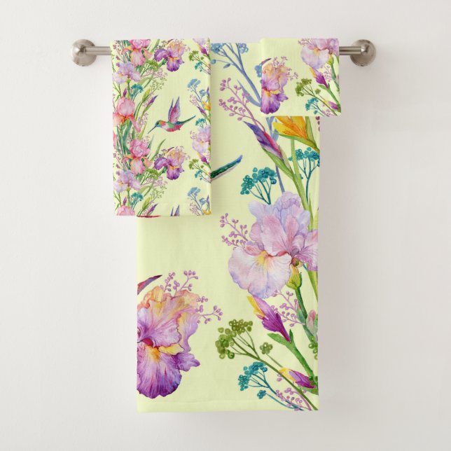 The Yellow Hummingbird Garden Bath Towel Set (Insitu)
