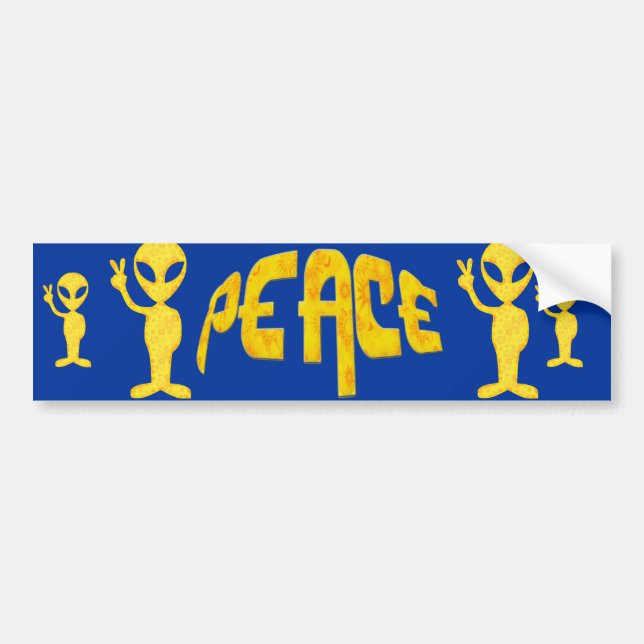 The Yellow Peace Alien Bumper Sticker (Front)