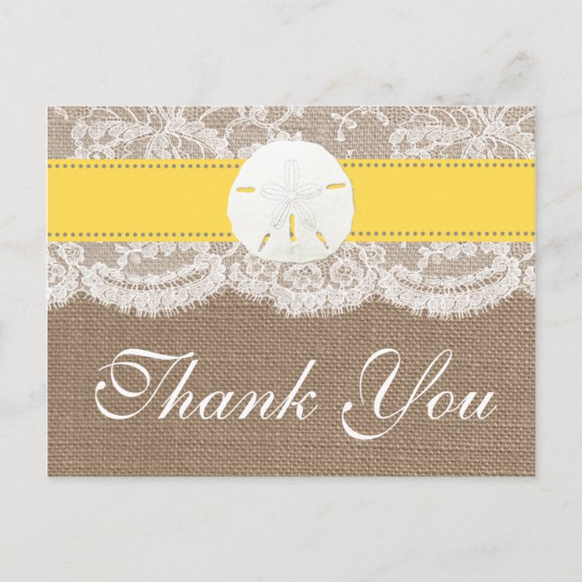 The Yellow Sand Dollar Beach Wedding Collection Postcard (Front)