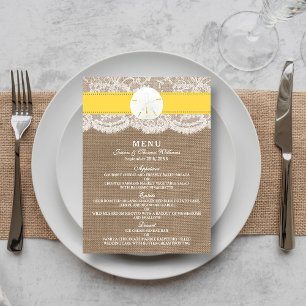 The Yellow Sand Dollar Wedding Collection Menu