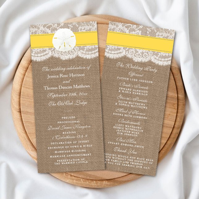 The Yellow Sand Dollar Wedding Collection Programs Rack Card (Creator Uploaded)