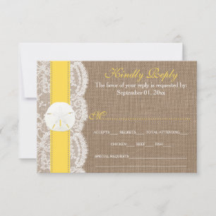 The Yellow Sand Dollar Wedding Collection RSVP Card
