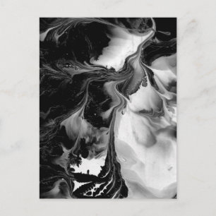 THE YIN & THE YANG (black & white abstract art) ~. Postcard