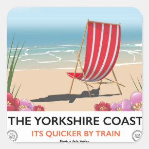 The Yorkshire coast vintage seaside poster Square Sticker