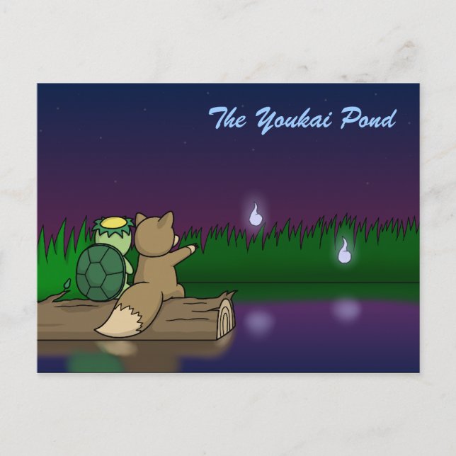 The Youkai Pond- Kappa and Kitsune Postcard (Front)