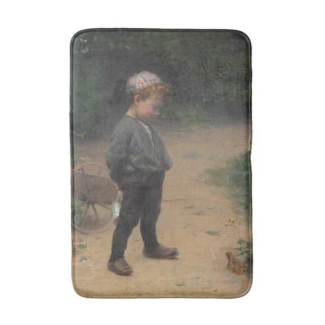 The Young Biologist With a Frog (by Paul Peel) Bath Mat (Front Vertical)