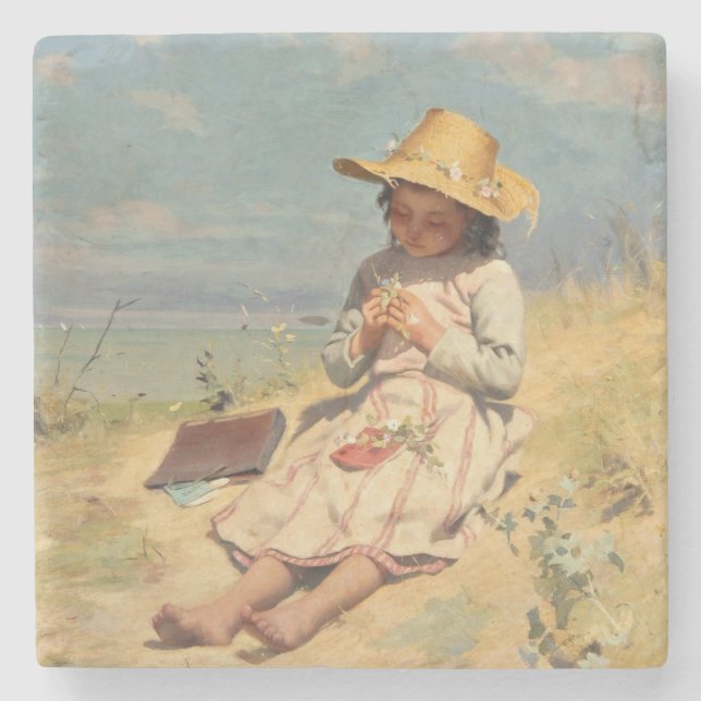 The Young Botanist (by Paul Peel) Stone Coaster (Front)