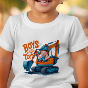The Young Explorer: Boy on Bulldozer Toddler T-Shirt