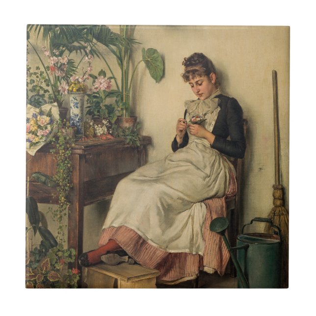 The Young Florist (by Carl Zewy) Tile (Front)