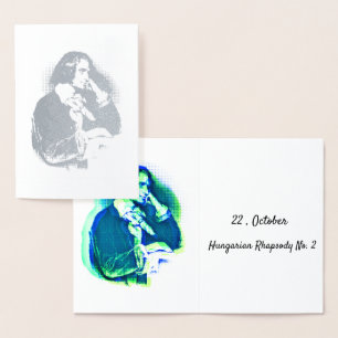 the young Franz Liszt - portrait in silver Foil Card