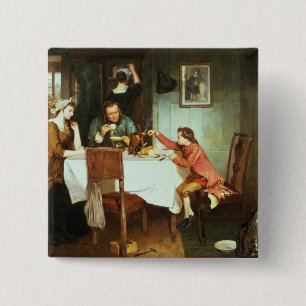 The Young James Watt Playing with Steam 15 Cm Square Badge