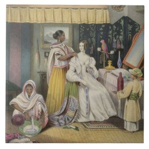 The Young Lady's Toilet, plate 2 from 'Anglo India Tile