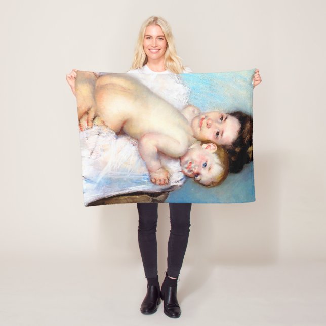 The Young Mother, Cassatt Fleece Blanket (In Situ)