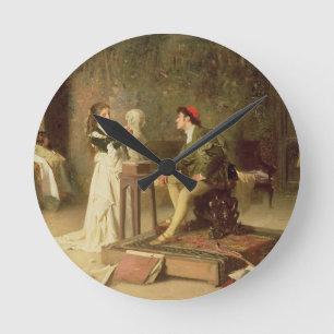 The Young Sculptress (oil on canvas) Round Clock