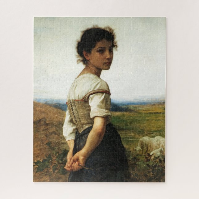 The Young Shepherdess by William-AdolpheBouguereau Jigsaw Puzzle (Vertical)
