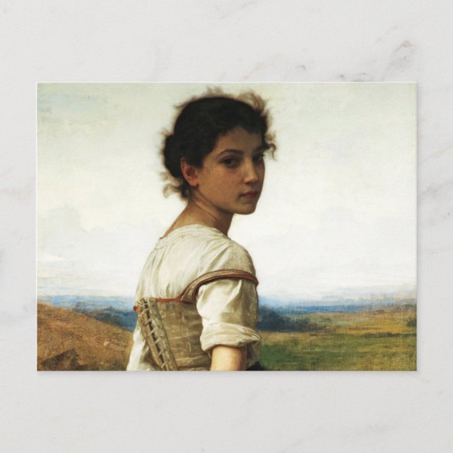 The Young Shepherdess by William-AdolpheBouguereau Postcard (Front)