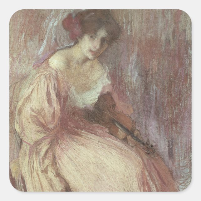 The Young Violinist Square Sticker (Front)