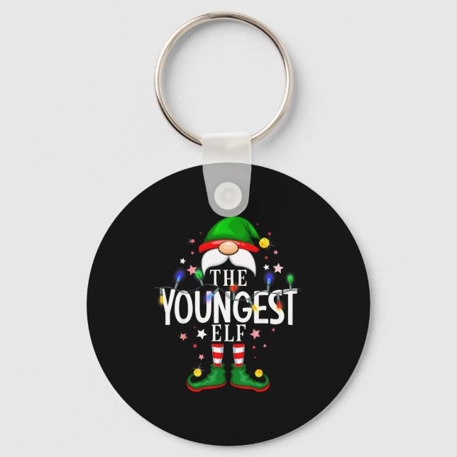 The Youngest Elf Christmas Family Pajama Party  Key Ring (Front)