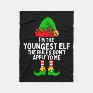 The Youngest Elf Matching Family Christmas  Fleece Blanket