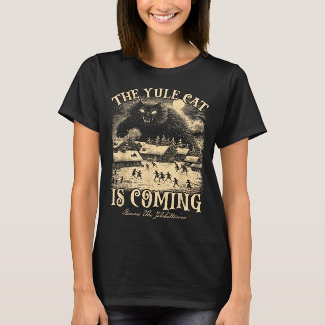 The Yule Cat Is Coming Gothic Christmas Winter Sol T-Shirt (Front)