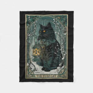 The Yule Cat Tarot Card Christmas  Fleece Blanket