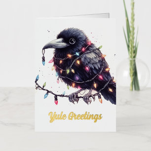 The Yule Raven Christmas Foil Greeting Card