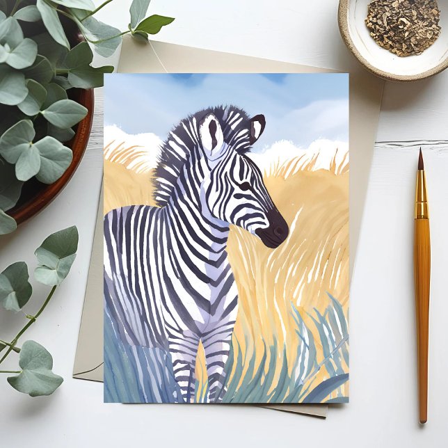 The Zebra | Watercolor Safari Animal Nature Postcard (Creator Uploaded)