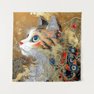 The Zen Cat Vintage Japanese Ukiyo-e Tapestry
