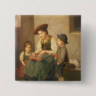 The Zither Player 15 Cm Square Badge