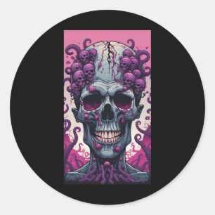 The Zombie Has Brain Covering Its Head  Classic Round Sticker