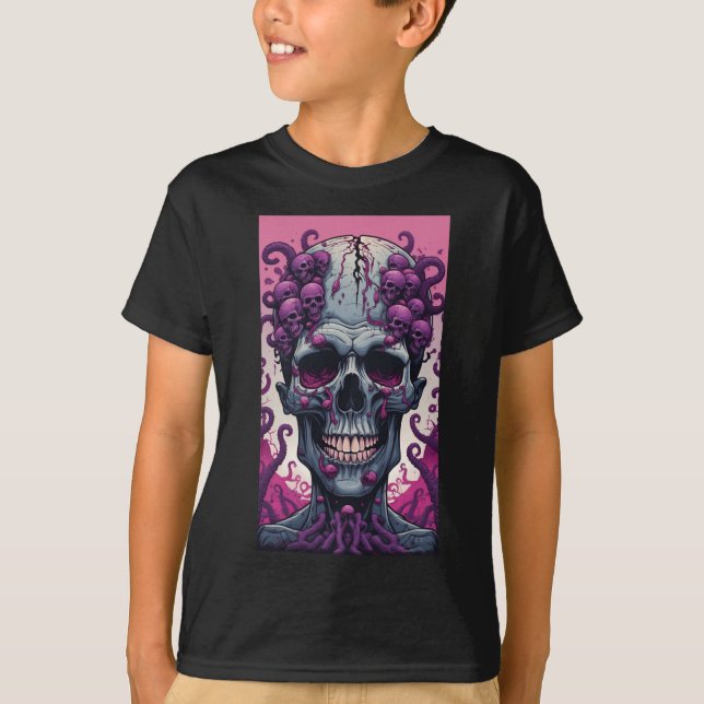 The Zombie Has Brain Covering Its Head  T-Shirt (Front)