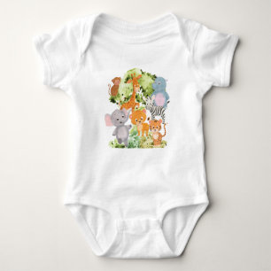 The zoo: collection of cute wild animals baby bodysuit