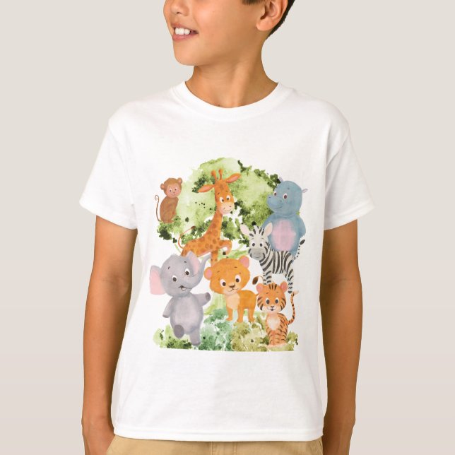 The zoo: collection of cute wild animals T-Shirt (Front)