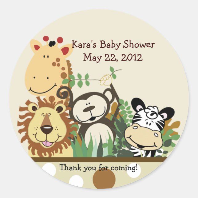 The Zoo Crew Jungle Animals Favour Sticker - Tan (Front)