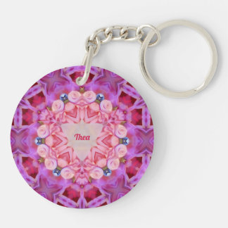 THEA ~ Green Mauve Pink Shades ~ Key Ring