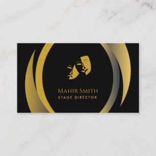 Theater Mask Stage Director Black & Gold Business Card