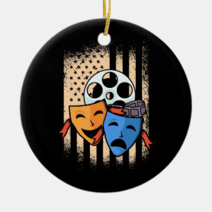 Theatre Actor America Flag Ceramic Tree Decoration