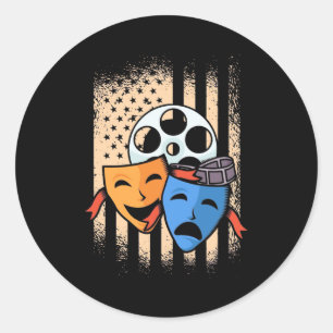 Theatre Actor America Flag Classic Round Sticker