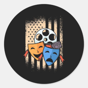 Theatre Actor America Flag Classic Round Sticker