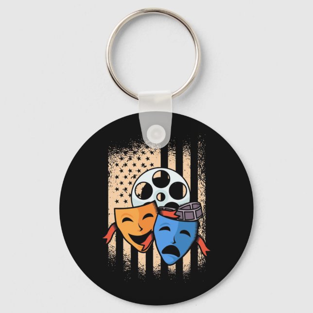 Theatre Actor America Flag Key Ring (Front)
