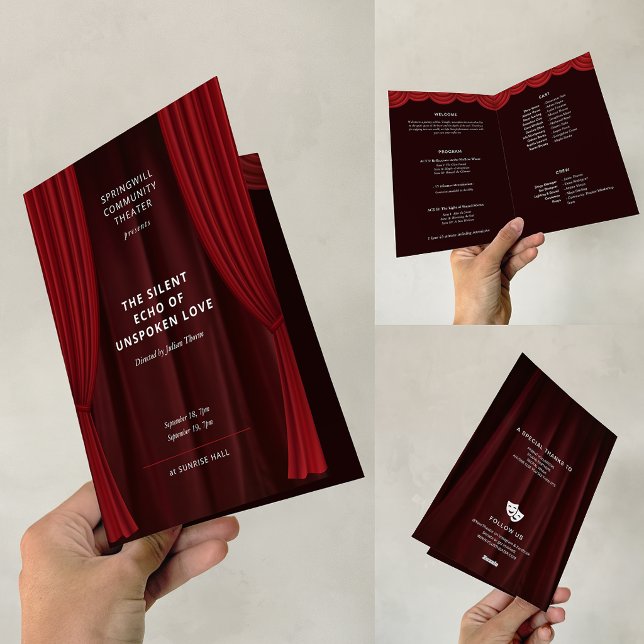 Theatre Community Performance School Play Program Invitation (Editable Theater Community Performance School Play Program)